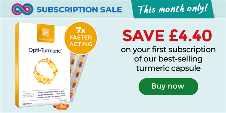 Opti-Turmeric. Save £4.40 on your first subscription of our best-selling turmeric capsule. Buy now