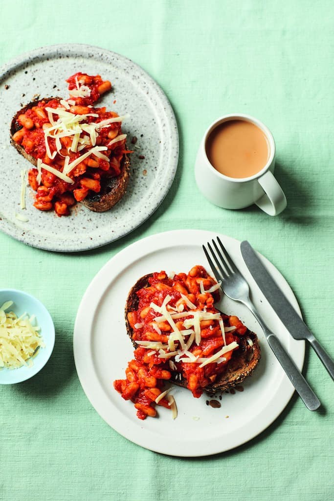 Homemade baked beans on wholegrain toast