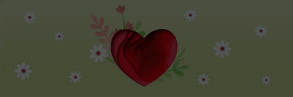 Illustration of a heart in front of white flowers