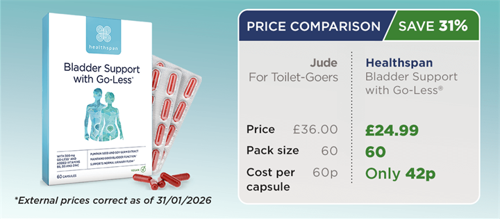Bladder Support with Go-Less - Save 39%. From just 37p per capsule.