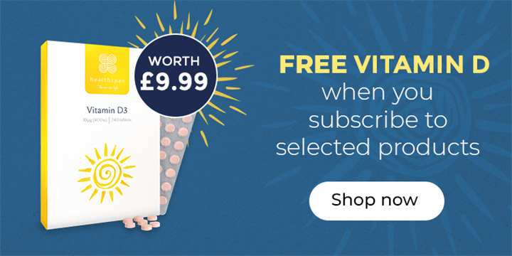 Worth £9.99 - Free Vitamin D when you subscribe to selected products. Shop now.