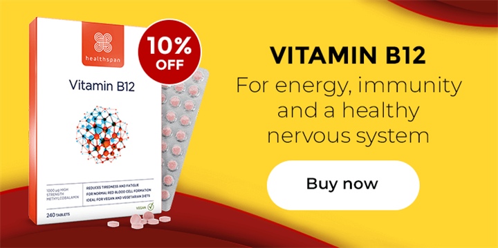 Vitamin B12. For energy, immunity and a healthy nervous system. 10% off. Buy now