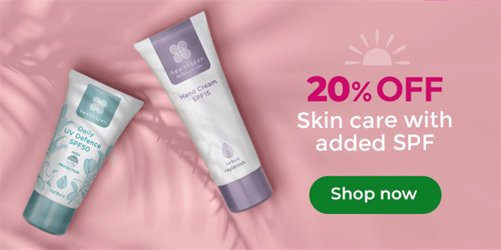 20% off skin care with added sun protection. Shop now
