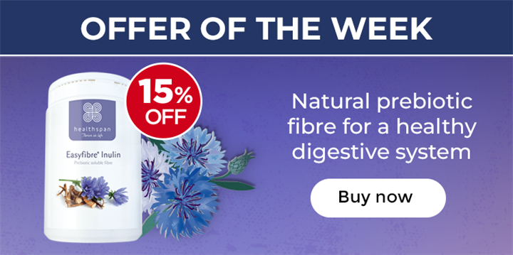 Offer Of The Week. EasyFibre Inulin. 15% off. Natural prebiotic fibre for a healthy digestive system. Buy now