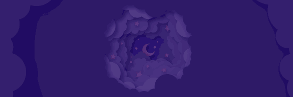 Crescent moon and stars on a purple background