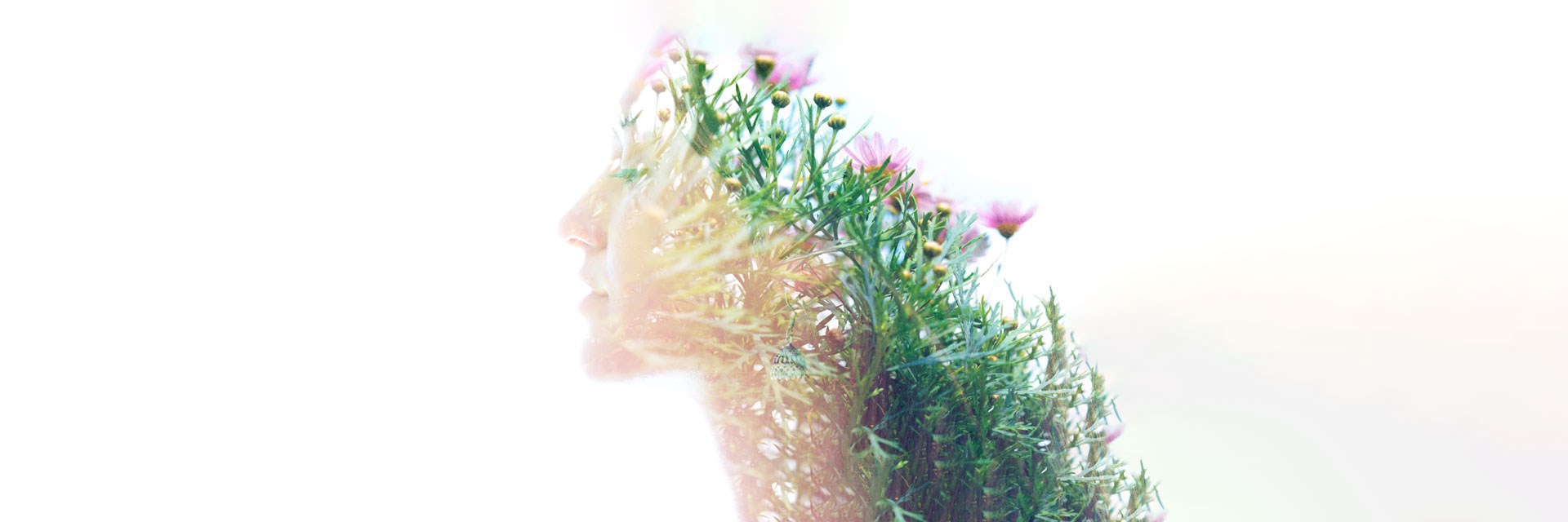 Conceptual image of woman and flowers