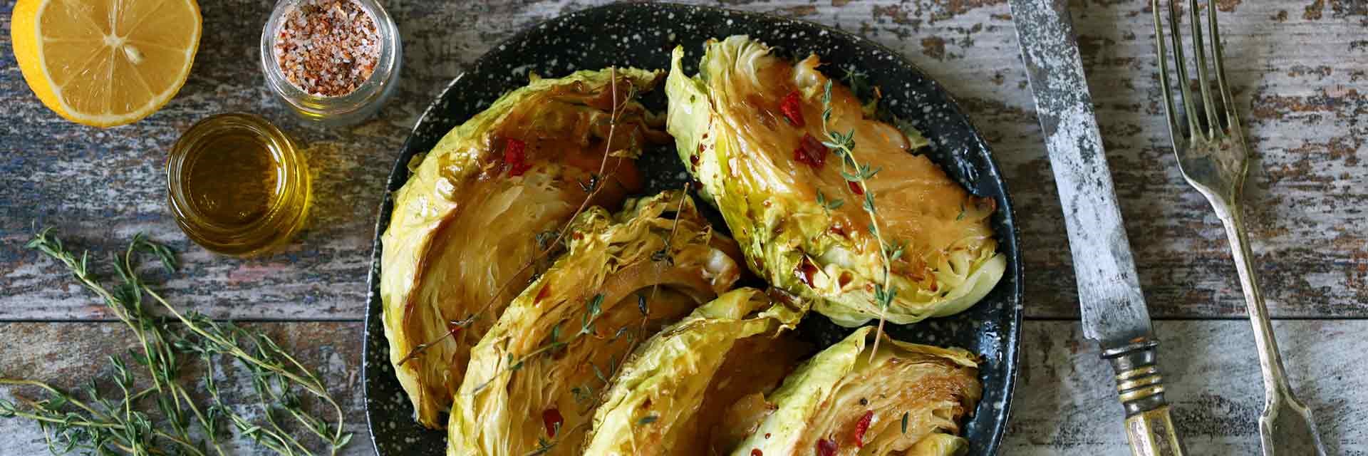 Charred cabbage with creamy butterbeans recipe