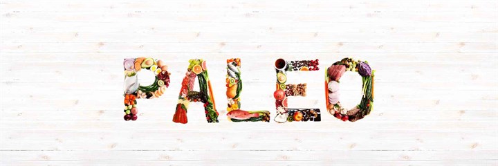 Word 'paleo' made up of paleo foods