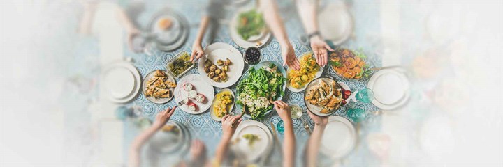 Mediterranean meal seen from above