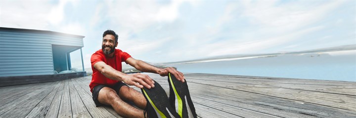 Man stretching his legs