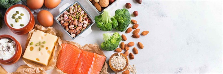 Healthy fish, vegetables and nuts