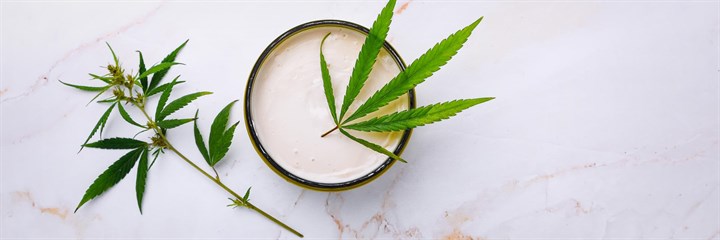 CBD balm with CBD leaves