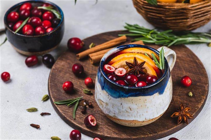 Table laid for Christmas dinner