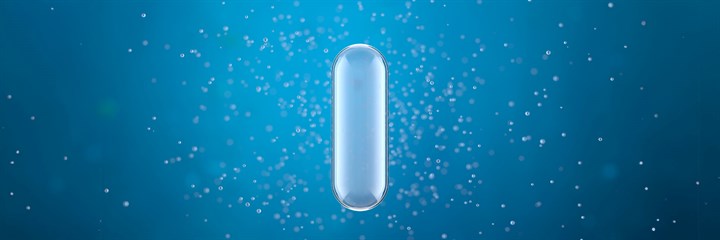A clear tablet on a blue background