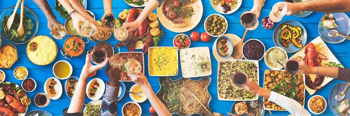 A table with a variety of foods