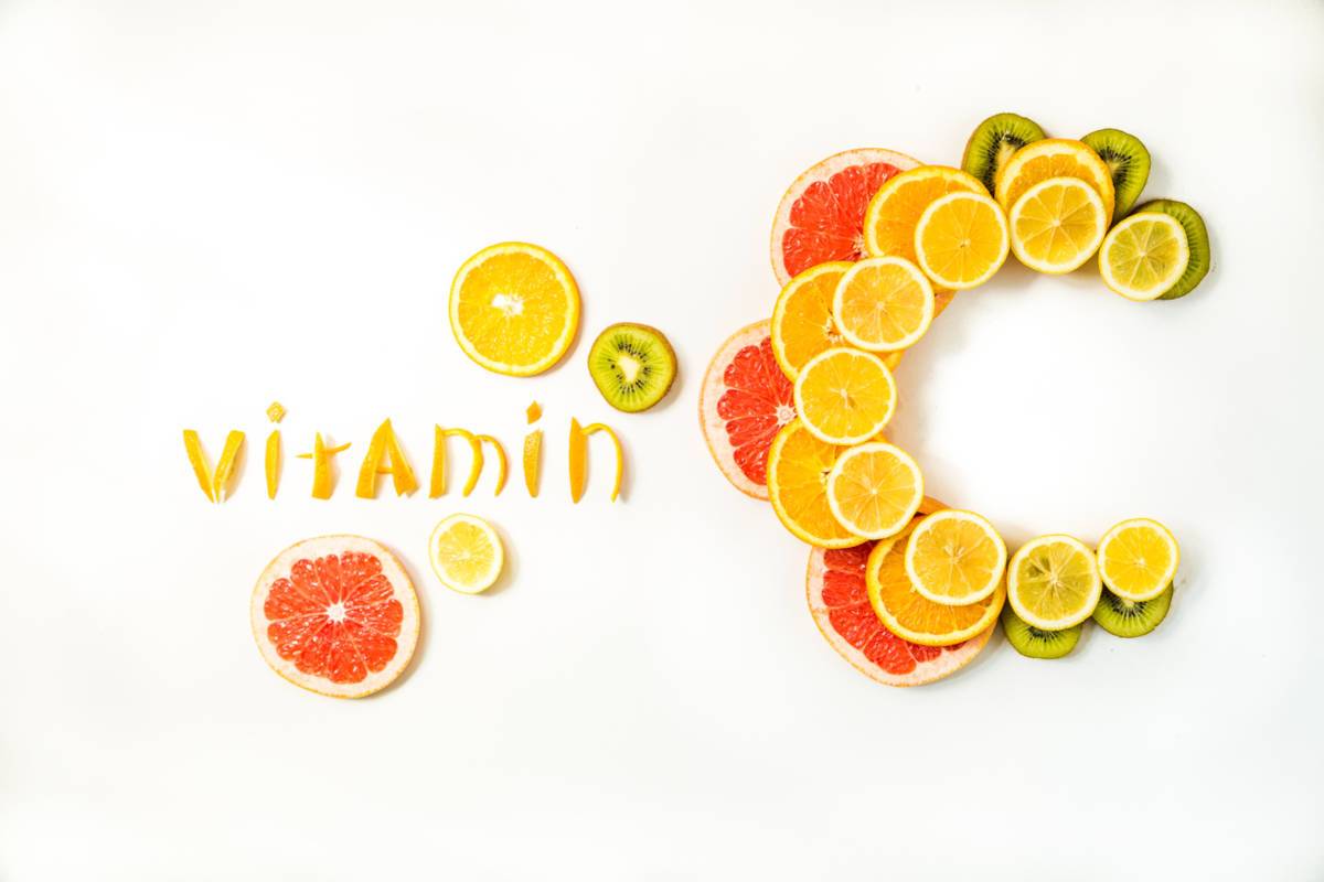 Vitamin C written out in slices of citrus fruits