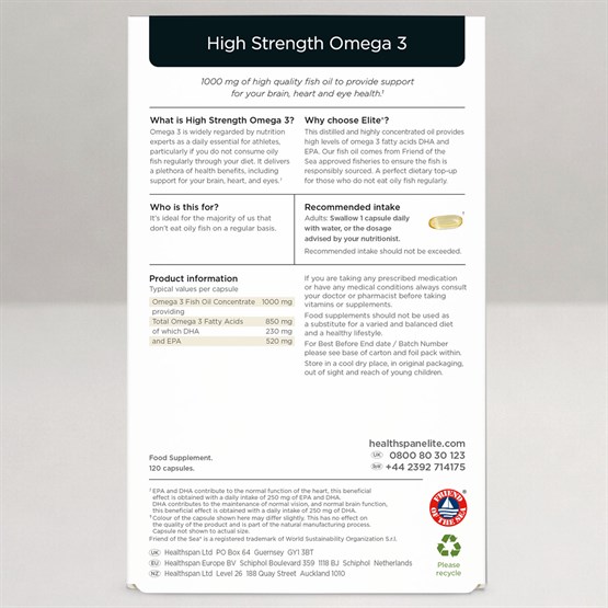 Elite High Strength Omega 3 1000mg 