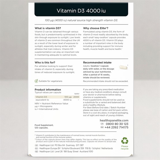 Elite Vitamin D3 4000iu 