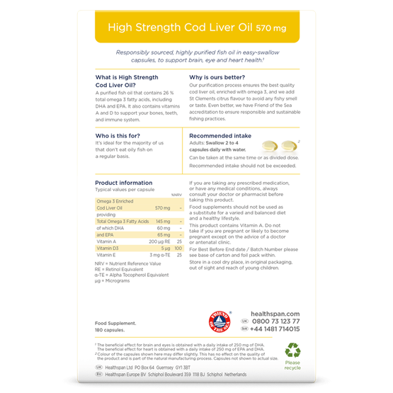 High Strength Cod Liver Oil 570mg 