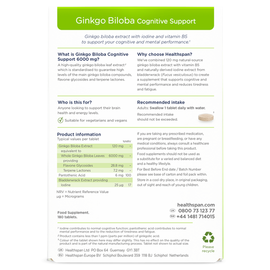 Ginkgo Biloba Cognitive Support 6000mg 