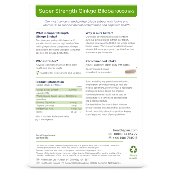 Ginkgo Biloba Cognitive Support 10000mg 