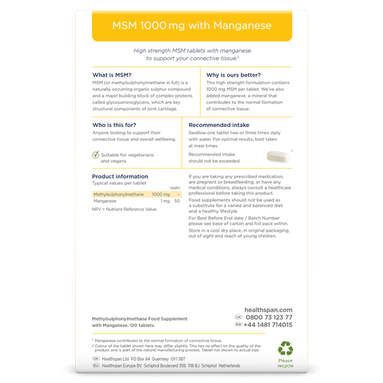 MSM 1000mg with Manganese 