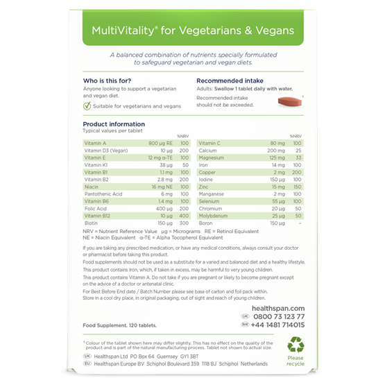 MultiVitality® For Vegetarians & Vegans 