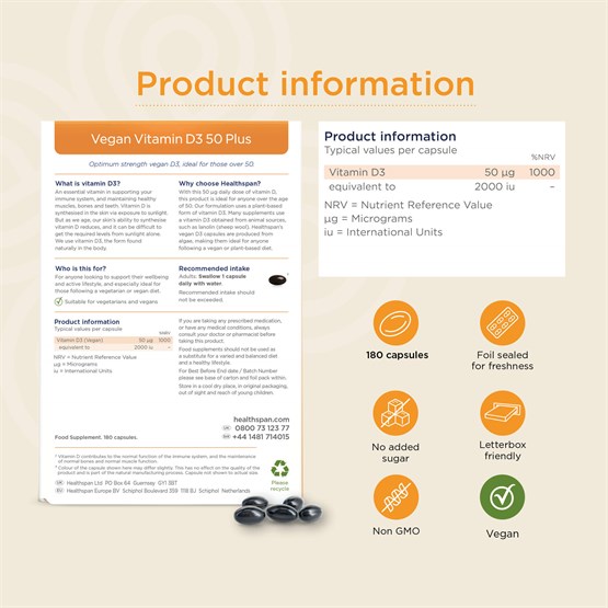 Vitamin D3 50 Plus − Vegan Friendly 