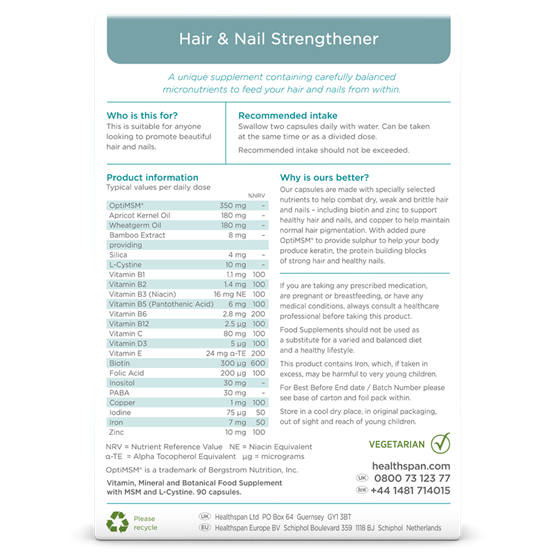 Hair & Nail Strengthener Nutritional Supplement 