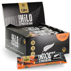 Elite All Blacks Plant−Based HiLO® Protein Bar − Chocolate and Salted Caramel Flavour