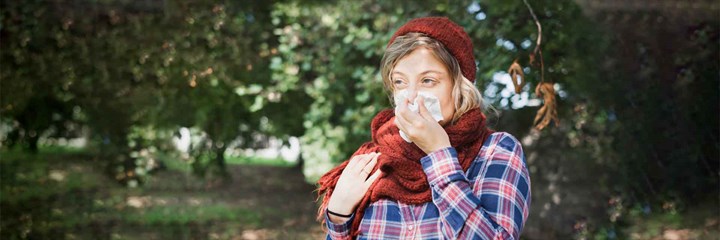 A woman with a cold