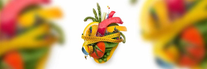Human heart made of food illustration